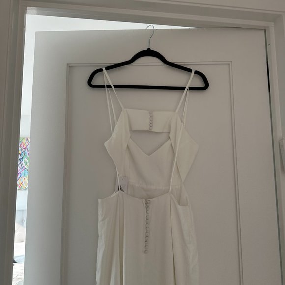 Reformation Astor A-line Maxi Dress Sz 8 Ivory Silk Chest and Back Cut-out - Picture 12 of 15
